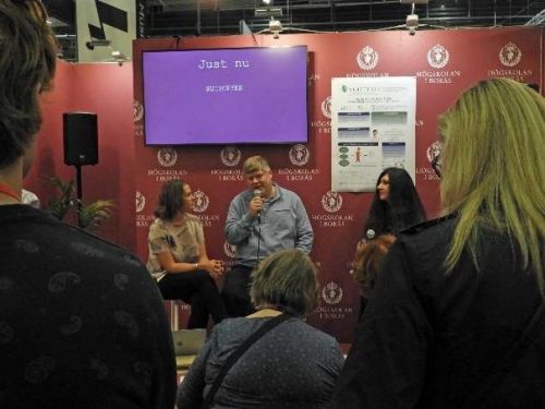 Jan Nolin giving an interview on the Book Fair in Göteborg