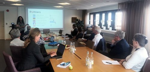 Picture of Nasrine Olson presenting SUITCEYES to the Royal Swedish Academy of Sciences