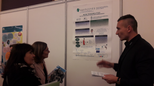 Harpo presenting a poster of the SUITCEYES project on the ATAAC conference in Zagreb