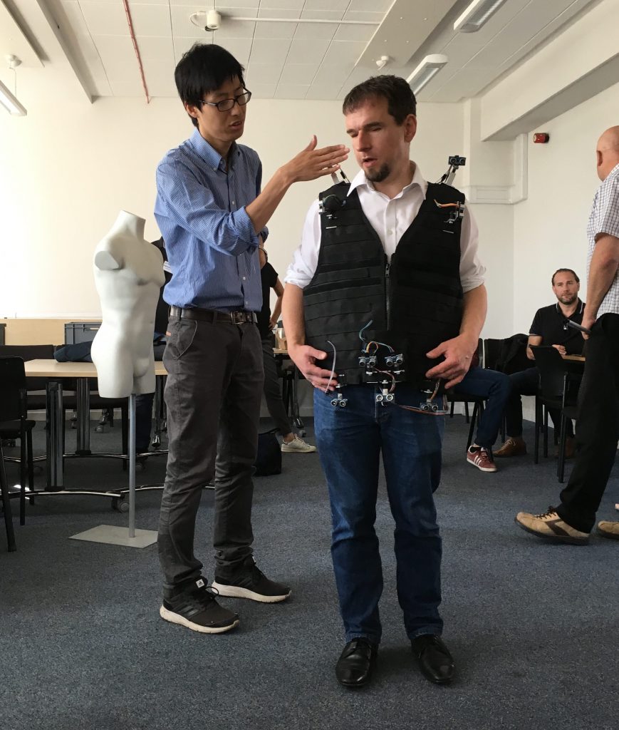 Testing the vest with vibro-tactile interface